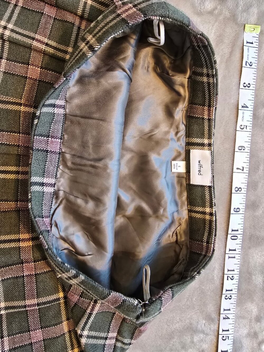Wilfred Aritzia Green & Brown Plaid Pleated Skirt Size 6 - Picture 4 of 8